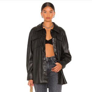 NWOT Steve Madden Faux Leather Good Measure Shacket Size Large L Vegan Black